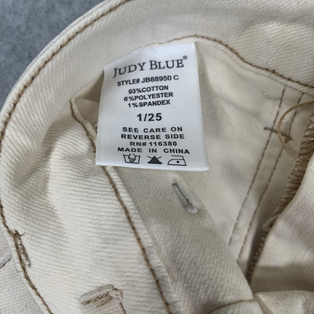 Judy Blue Jeans Garment Dyed Beige Wide Leg Crop Frey Hem Size 1/25 - Picture 10 of 16